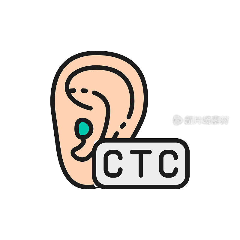 Cross The Counter助听器，CTC单色线图标。